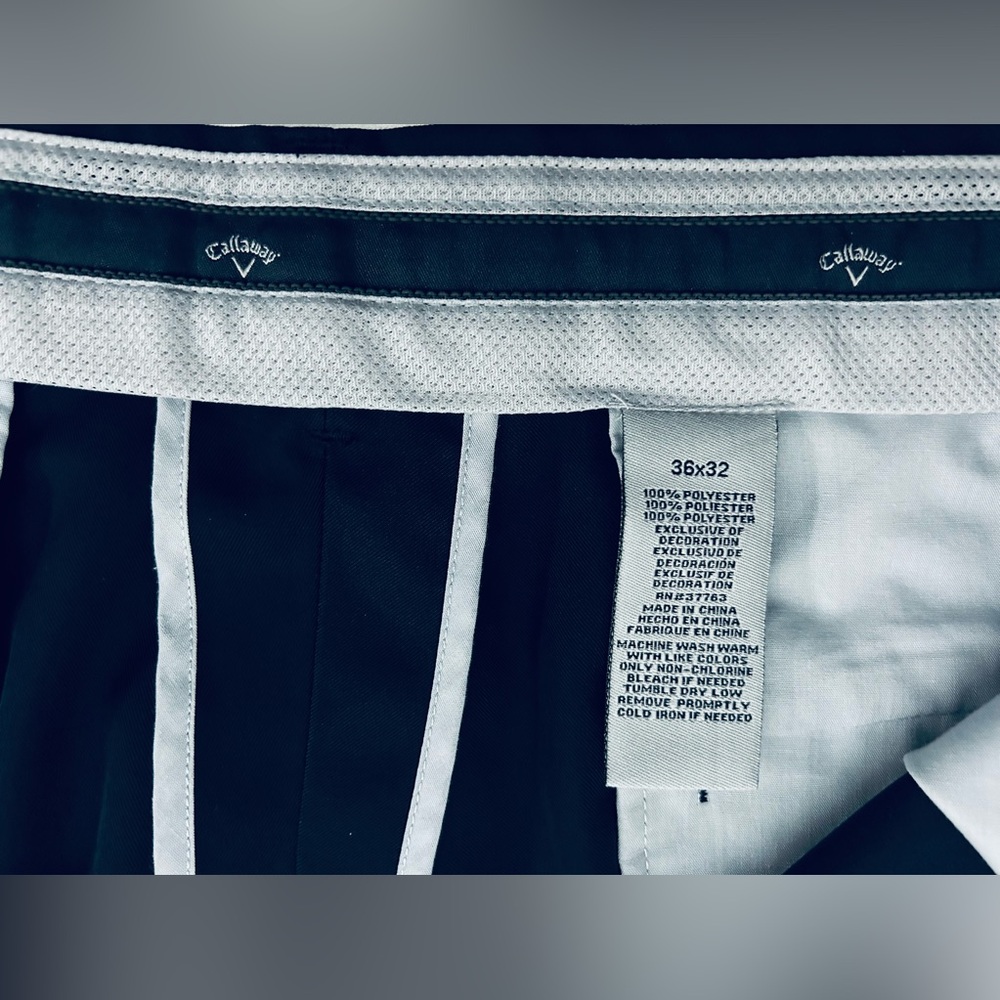 Callaway Men’s Dark Navy Flat Front Classic Golf Pants•36”x32”•Quick Dry - Picture 6 of 9